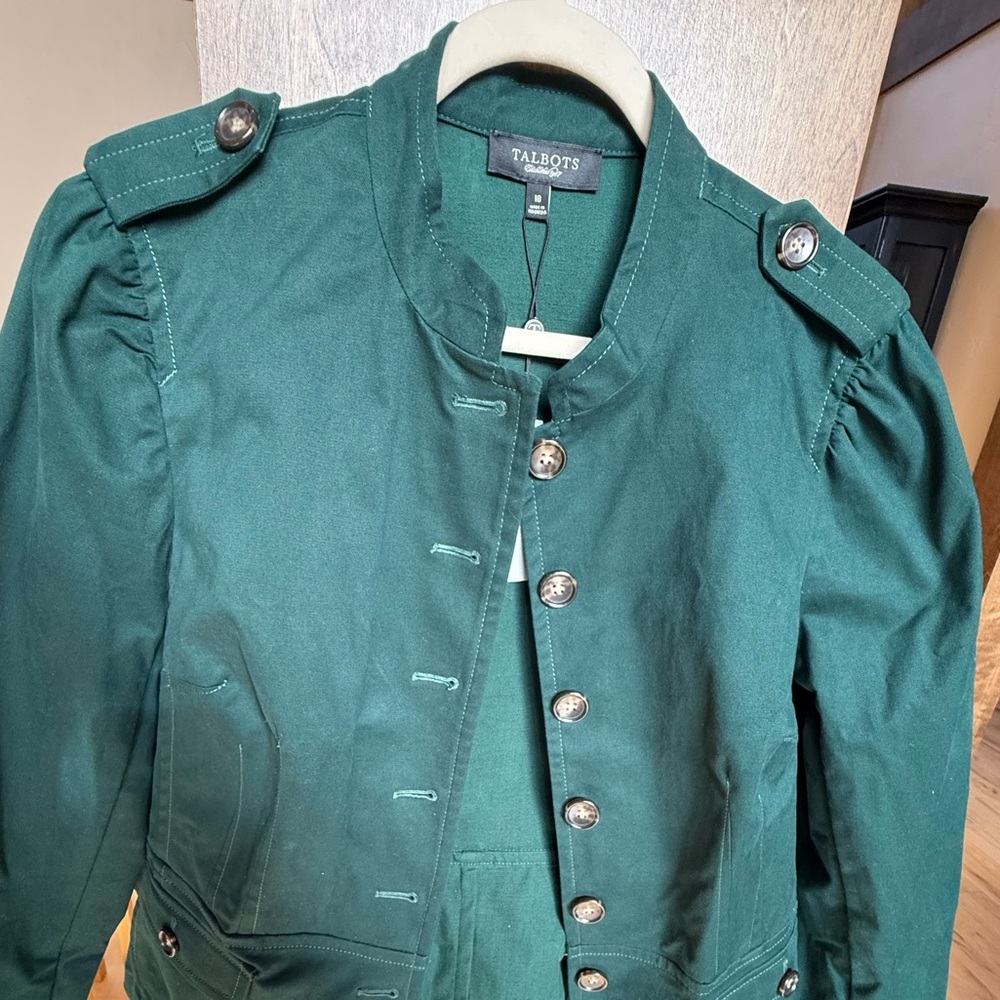 Talbots Forest Green Military Style Jacket  Plus Size - NWT - Size 18 - Picture 4 of 15